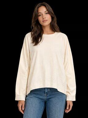 OAK + FORT Women’s Cream Cotton Long Sleeve Top, S